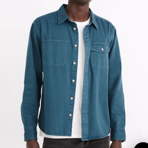 Madewell Garment-Dyed Work Shirt Recycled blue size Small - Picture 1 of 8